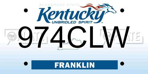974CLW Kentucky License Plate