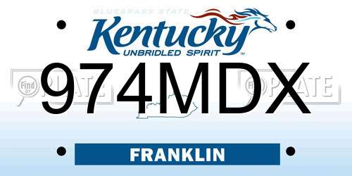 974MDX Kentucky License Plate