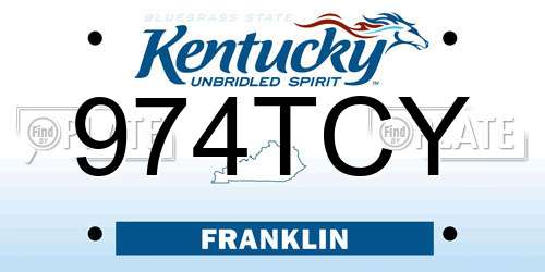 974TCY Kentucky License Plate