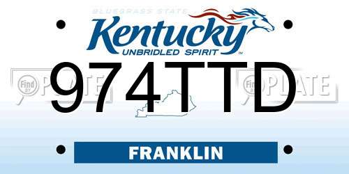 974TTD Kentucky License Plate
