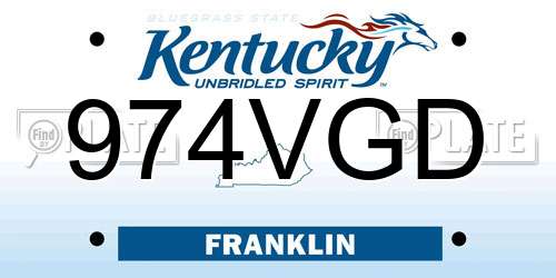 974VGD Kentucky License Plate