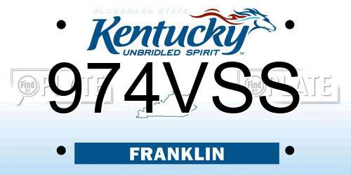 974VSS Kentucky License Plate