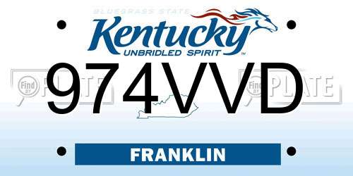 974VVD Kentucky License Plate