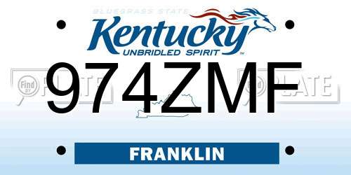 974ZMF Kentucky License Plate
