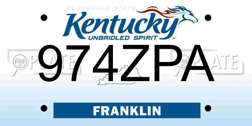 974ZPA Kentucky License Plate