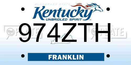 974ZTH Kentucky License Plate