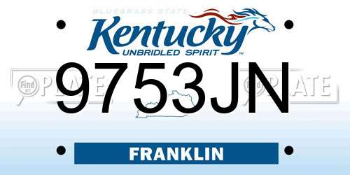 9753JN Kentucky License Plate