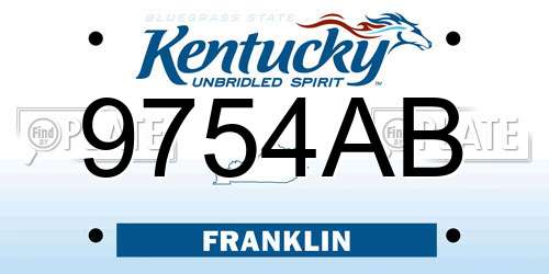 9754AB Kentucky License Plate
