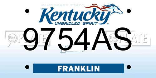 9754AS Kentucky License Plate
