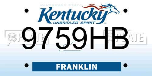 9759HB Kentucky License Plate