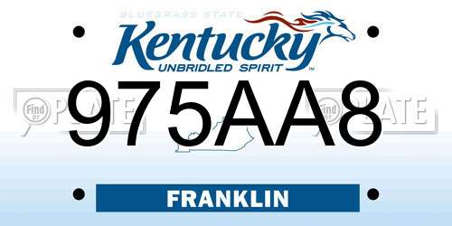975AA8 Kentucky License Plate