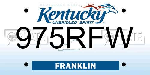 975RFW Kentucky License Plate