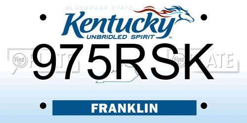 975RSK Kentucky License Plate