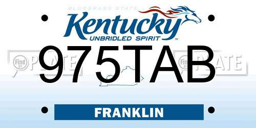 975TAB Kentucky License Plate
