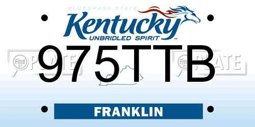 975TTB Kentucky License Plate