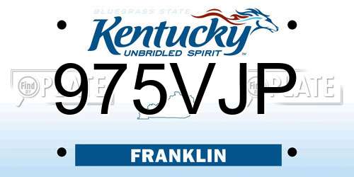 975VJP Kentucky License Plate