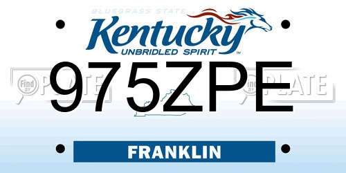 975ZPE Kentucky License Plate