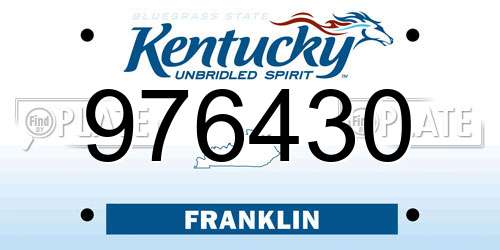 976430 Kentucky License Plate