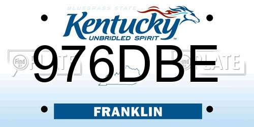 976DBE Kentucky License Plate