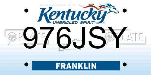 976JSY Kentucky License Plate