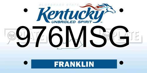 976MSG Kentucky License Plate