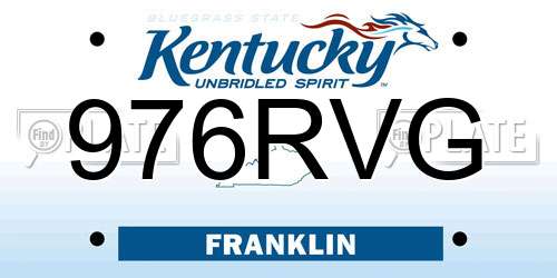 976RVG Kentucky License Plate