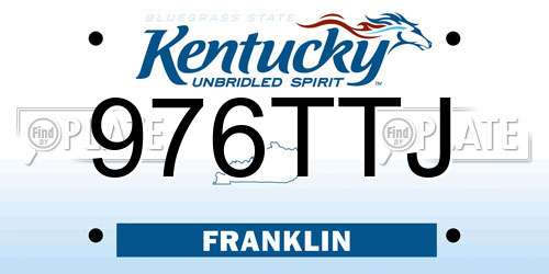 976TTJ Kentucky License Plate