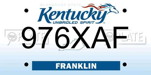976XAF Kentucky License Plate
