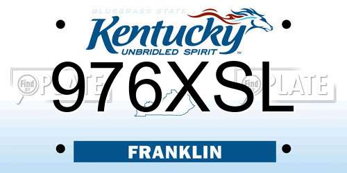 976XSL Kentucky License Plate