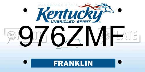 976ZMF Kentucky License Plate