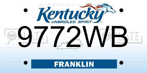 9772WB Kentucky License Plate