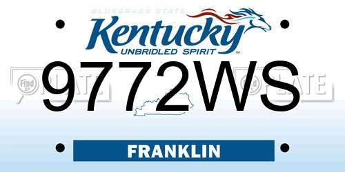 9772WS Kentucky License Plate