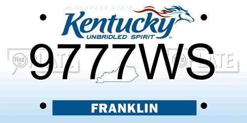 9777WS Kentucky License Plate