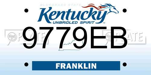 9779EB Kentucky License Plate