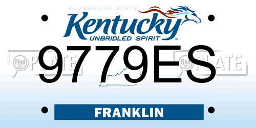 9779ES Kentucky License Plate