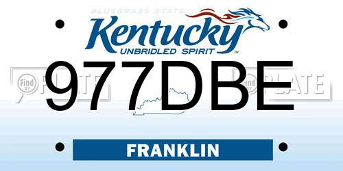 977DBE Kentucky License Plate