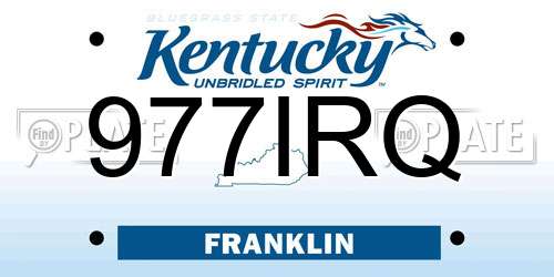 977IRQ Kentucky License Plate