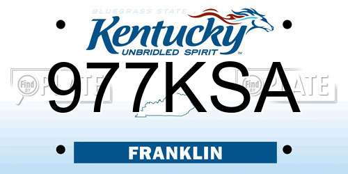 977KSA Kentucky License Plate