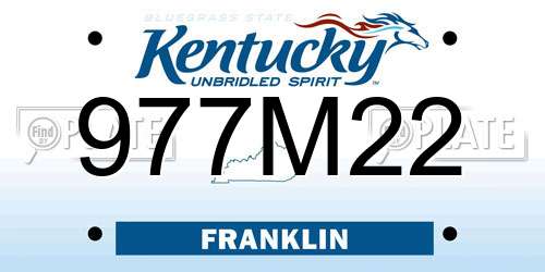 977M22 Kentucky License Plate
