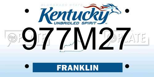 977M27 Kentucky License Plate
