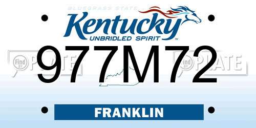 977M72 Kentucky License Plate