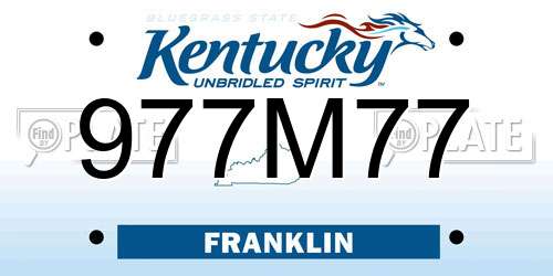 977M77 Kentucky License Plate