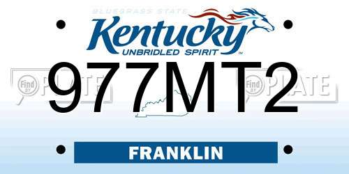977MT2 Kentucky License Plate