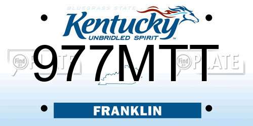 977MTT Kentucky License Plate