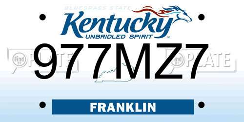 977MZ7 Kentucky License Plate