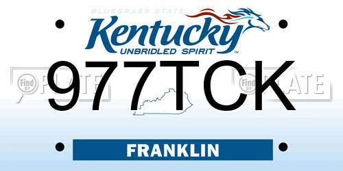 977TCK Kentucky License Plate