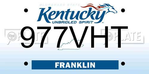 977VHT Kentucky License Plate