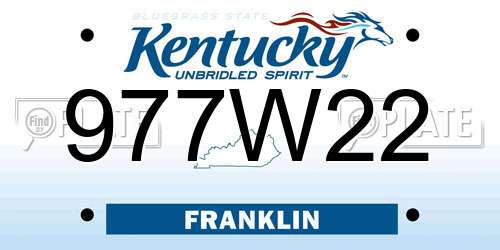 977W22 Kentucky License Plate