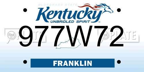 977W72 Kentucky License Plate
