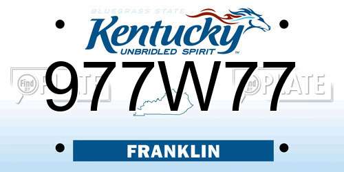 977W77 Kentucky License Plate